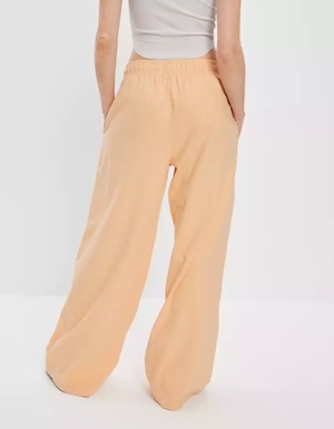 Pantalon Jogging American Eagle AE Sun Set Super High-Waisted Baggy Larges-Leg Knit Pant Orange Femme | QQA-83229234